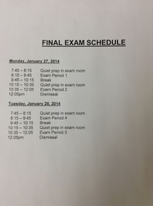 Finals Schedule 