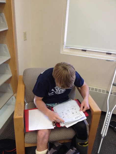 Senior Kilian Morrissey finds himself spending his lunch time finishing up his homework