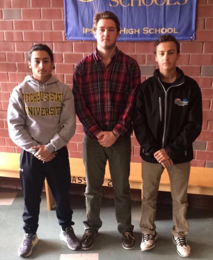 Ipswich seniors on the team, from left to right, Drew Beaulieu, Tommy Cressey, and Paolo Recupero.