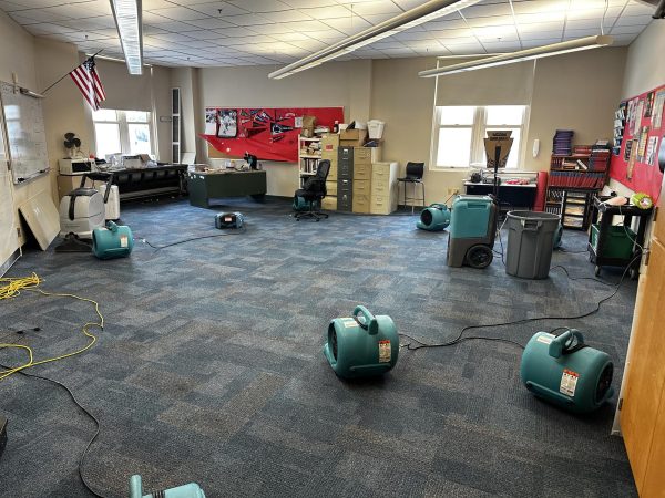 Mr. Ames’ room the day after flooding, Jan. 9th, 2024