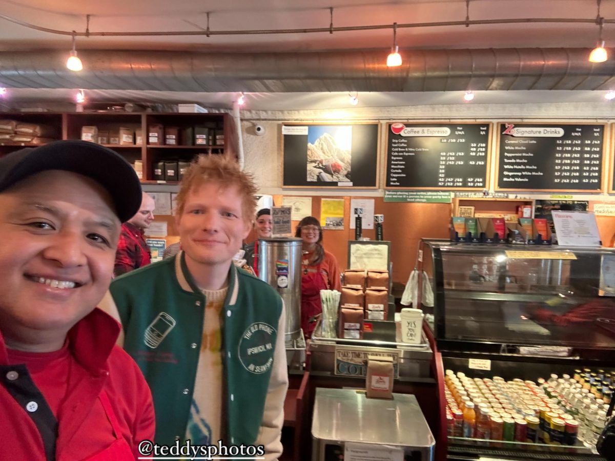 Babesh Bhuju and workers with Ed Sheeran during his visit to Zumi's! 